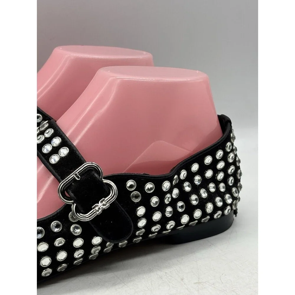 Sam Edelman Michaela Gem Mary Jane Flats Womens Size 8 Black Studded